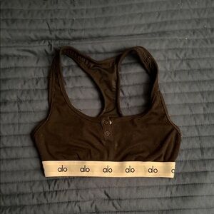 Alo Sports Bra in brown with contrast band